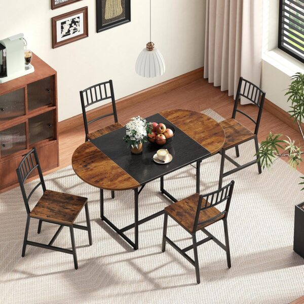 HOOBRO Dining Table, Kitchen Table for 4, Dining Room Table, Space Saving Kitchen & Dining Room Table, Farmhouse Dining Table for Home, Kitchen, Office, Party, Rustic Brown and Black BF17CZ01 - Image 2