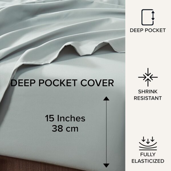 UGG Hedi Full Sheet Set 4-Piece Luxury Cooling Sheets Deep Pockets Premium Bedding with 2 Pillow Shams Hypoallergenic Machine Washable Soft Lightweight Bed Set for Bedroom, Full, Mineral Green - Image 7