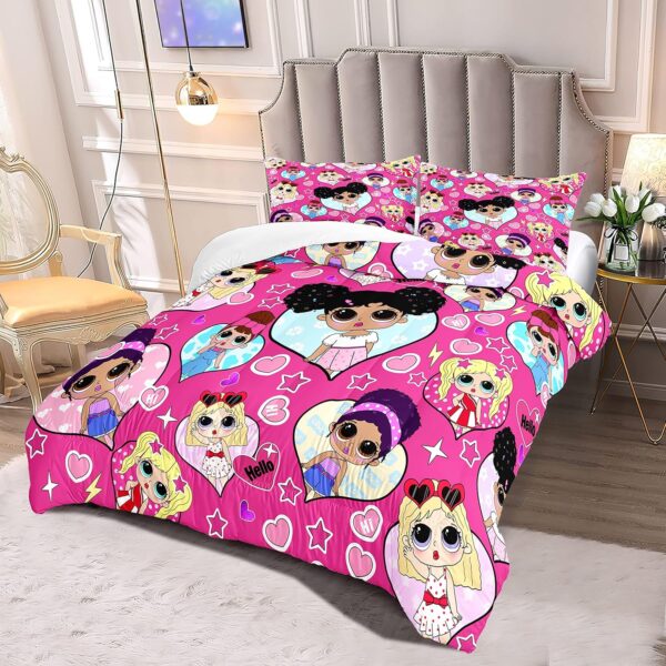 Twin Comforter Set for Girls - Black Girl Comforter Set - Twin Bedding Sets for Girls Bedroom Decor Cute African American Little Girl Bedding Set 2 Piece Pink Twin Quilt Set with 1 Pillowcase - Image 2