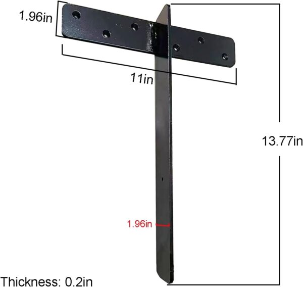 (2-Pack) Hanging T Shelf Bracket,Solid Heavy Duty Steel Knee Wall Hidden Granite Countertop Support Floating Bracket Hardware.Universal.10-14" DIY Projects, Screws Included (T Shelf Bracket,14") - Image 2