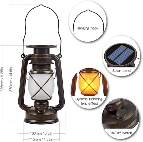 Solar Lantern Outdoor Hanging Solar Lights Dancing Flame Led Waterproof Camping Lamps, Landscape Decor for Table Patio Garden Yard Pathway Porch 2 Pack - Image 6