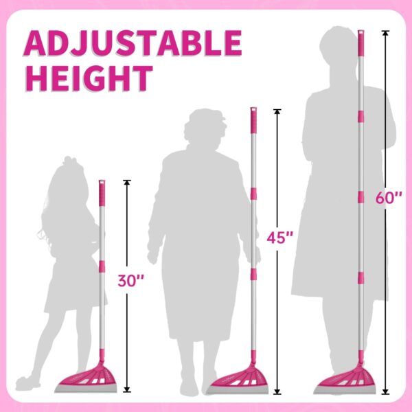 Magic Air Broom Household Silicone Broom for Floor Cleaning, Multifunctional Floor Squeegee with 60’’ Aluminum Adjustable Handle, Pet Hair for Glass, Fine Dust, Hair, Liquids (Pink) - Image 4