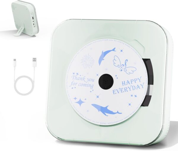 Light Green Audio CD Player with Speakers for Home Decor (CD909)