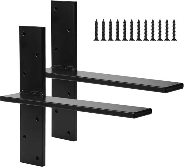 (2-Pack) Hanging T Shelf Bracket,Solid Heavy Duty Steel Knee Wall Hidden Granite Countertop Support Floating Bracket Hardware.Universal.10-14" DIY Projects, Screws Included (T Shelf Bracket,14")