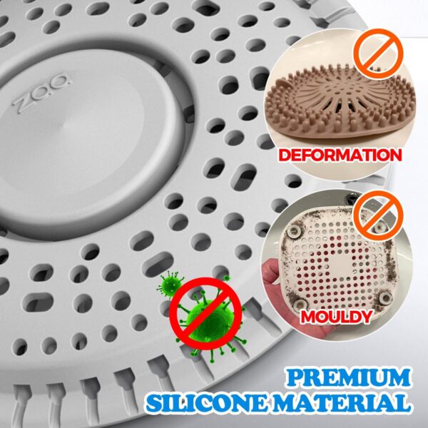 zaa Shower Drain Hair Catcher, 2 Pack Premium Silicone Drain Protector & Shower Drain Cover, Shower Installation Kits for Flat Drains of Shower Room, Bathroom, Gray - Image 5