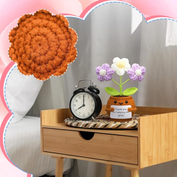 3 Pcs Teacher Appreciation Gifts, Crochet Doll with Card Thank You for Helping Me Grow Teacher Thank You Gifts for Birthday Home Office Decor(Puff Flower) - Image 7