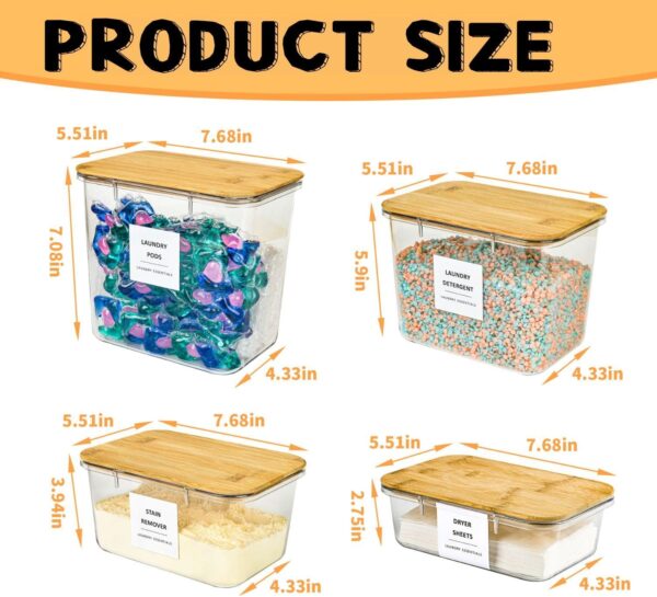 DIDROOM 4 Pack Laundry Room Organization Storage Containers, Laundry Containers, Laundry Pods Container With Lids, Laundry Containers For Organizing Labels For Laundry Room Organization Containers - Image 2