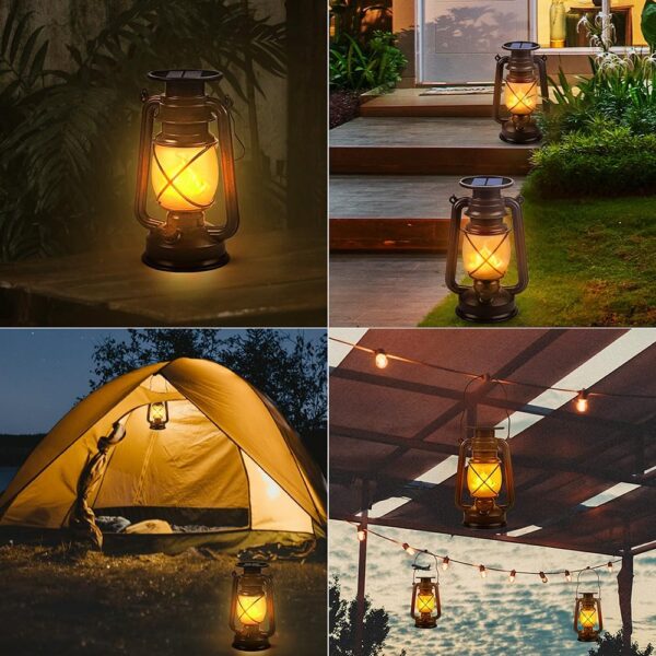 Solar Lantern Outdoor Hanging Solar Lights Dancing Flame Led Waterproof Camping Lamps, Landscape Decor for Table Patio Garden Yard Pathway Porch 2 Pack - Image 4