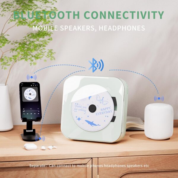 Light Green Audio CD Player with Speakers for Home Decor (CD909) - Image 3