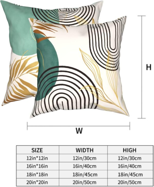 Green Boho Pillow Covers 20x20 Mid-Century Modern Throw Pillows Abstract Geometric Throw Pillow Covers Gold Leaf Pillowcases for Sofa Bed Couch Set of 4 - Image 2