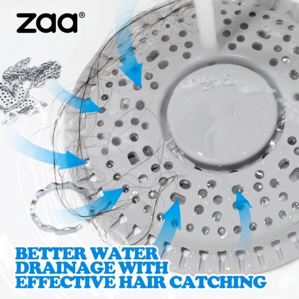 zaa Shower Drain Hair Catcher, 2 Pack Premium Silicone Drain Protector & Shower Drain Cover, Shower Installation Kits for Flat Drains of Shower Room, Bathroom, Gray - Image 3