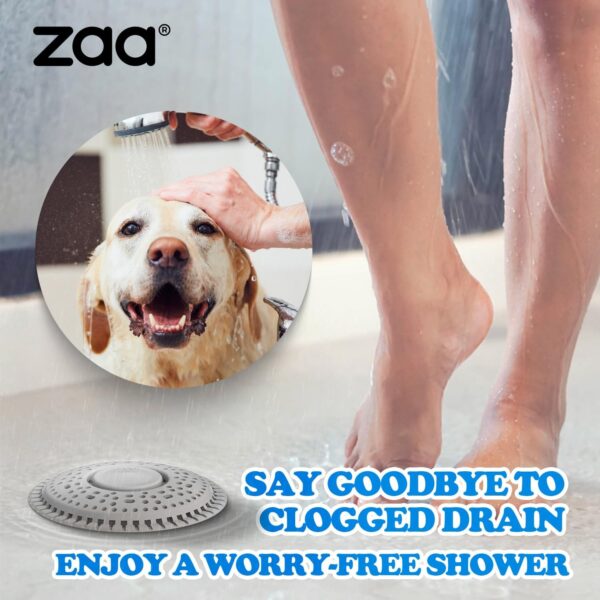 zaa Shower Drain Hair Catcher, 2 Pack Premium Silicone Drain Protector & Shower Drain Cover, Shower Installation Kits for Flat Drains of Shower Room, Bathroom, Gray - Image 7