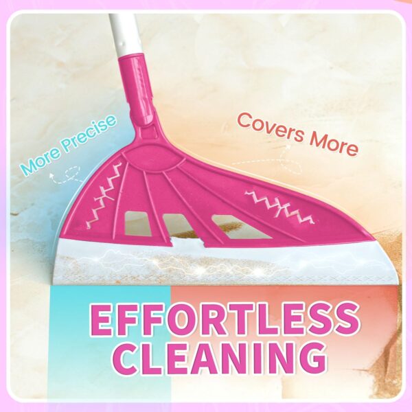 Magic Air Broom Household Silicone Broom for Floor Cleaning, Multifunctional Floor Squeegee with 60’’ Aluminum Adjustable Handle, Pet Hair for Glass, Fine Dust, Hair, Liquids (Pink) - Image 2