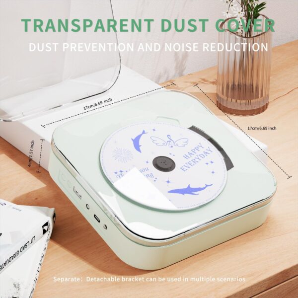 Light Green Audio CD Player with Speakers for Home Decor (CD909) - Image 4