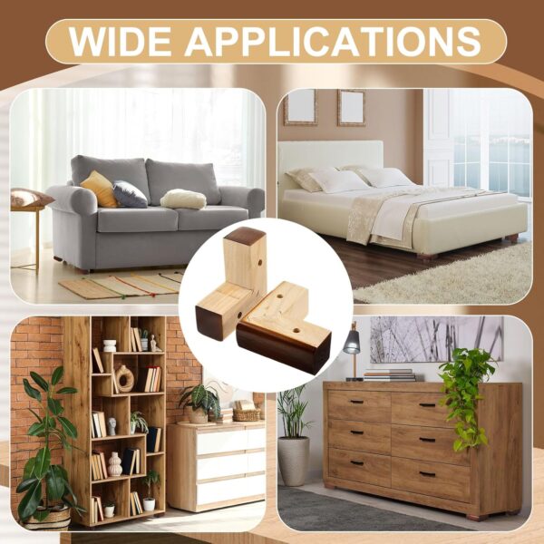 12 Pieces 2 Inch Wooden Sofa Feet l Shaped Couch Feet Dresser Leg for Furniture Cabinet Cupboard Beds Tables Couch Feet Replacement - Image 6