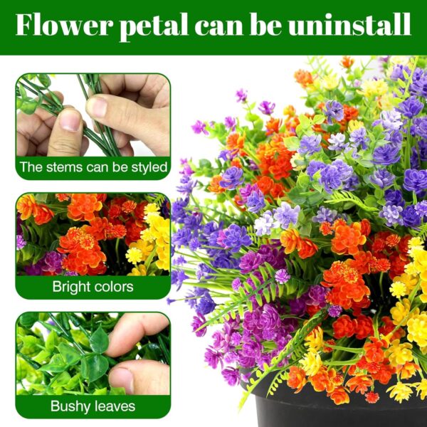 20 Bundles Artificial Flowers for Outdoors UV Resistant Fake Flowers Realistic Faux Flowers Artificial Plants Outdoor for Spring Summer Indoor Garden Patio Window Box Kitchen Home Decor - Image 3