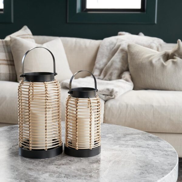 Natural Rattan Boho Lanterns - Handcrafted Decor to Enhance Your Home - Modern Farmhouse Beauty Perfect for Any Living Room, Patio & Porch, Indoor and Outdoor Coffee Table or Kitchen Dining Table - Image 6