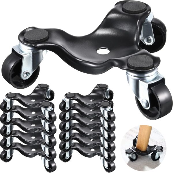12 Pcs Furniture Moving Dolly 3 Wheel Steel Tri Dolly Heavy Duty Movers Mobile Rollers Triangle Swivel Caster Easy Moving Tool for Home Furniture 200 Lbs Load Capacity
