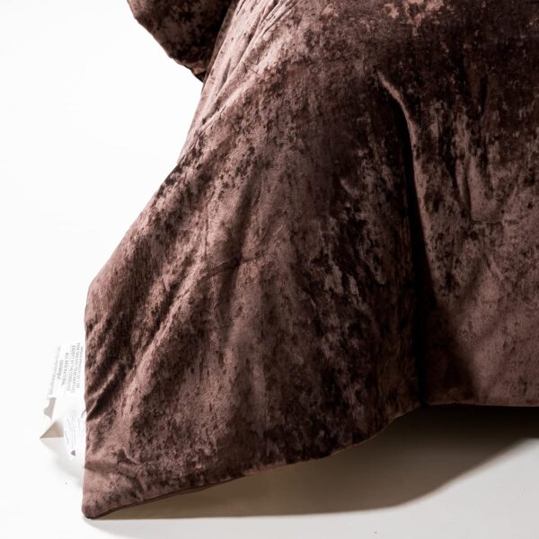 Sunshine Nicole Distressed Velvet Comforter Set, Distressed Velvet Face and Brushed Solid Microfiber Reverse, with Light Weight Soft Poly Fill, 5 Pieces Brown, Queen - Image 2