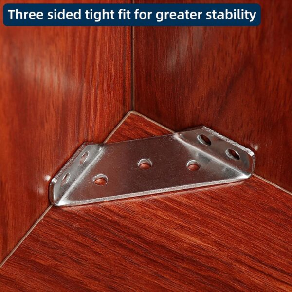 10-PCS Stainless Steel Shelf Brackets Metal Corner Connectors with Screws (2.72x0.83x0.47'') Angle Brackets for Wooden Tables/Shelves/Chairs | Furniture Hardware Repair|DIY Home & Workshop (Slivery) - Image 4