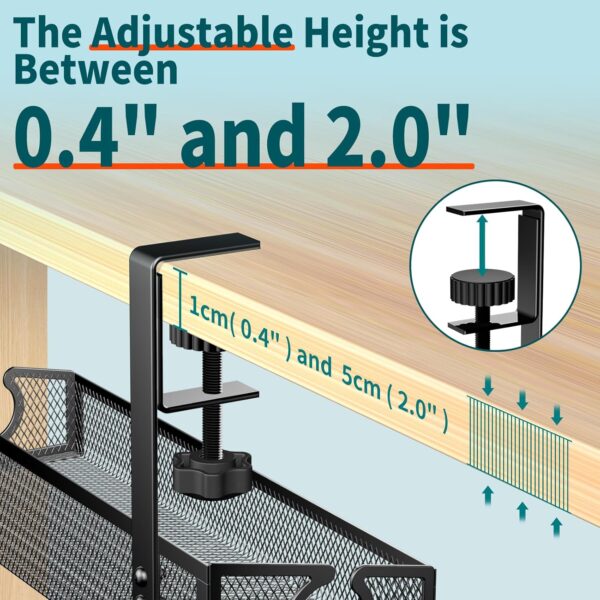 Under Desk Cable Management Tray Black, No Drill Organizer With Clamp for Wire Management, PC Cord Accessories & Workspace Organizers for Office, Home - Image 6
