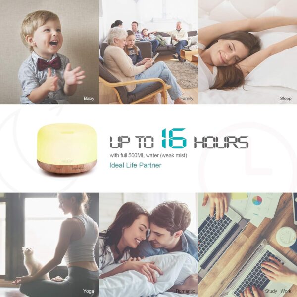 ASAKUKI Smart Wi-Fi Essential Oil Diffuser, App and Voice Control Compatible with Alexa, 500ml Aromatherapy Humidifier for Relaxing Atmosphere in Home Office Bedroom Gold - Image 6