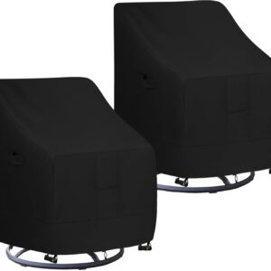 Easy-Going Waterproof Outdoor Swivel Chair Cover UV Resistant Patio Chair Cover Weatherproof Lawn Outdoor Furniture Cover with Tape Sealed Seam (2 Pack-30Wx34Dx38.5H inch, Black)