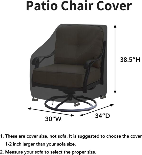 Easy-Going Waterproof Outdoor Swivel Chair Cover UV Resistant Patio Chair Cover Weatherproof Lawn Outdoor Furniture Cover with Tape Sealed Seam (2 Pack-30Wx34Dx38.5H inch, Black) - Image 3