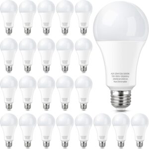 KINDEEP 150-200W Equivalent 23W E26 LED Bulb, A21 LED Super Bright Light Bulb, 2500 Lumens, Daylight White 5000K for Your Home, Office, Store, Garage, Warehouse,24-Pack