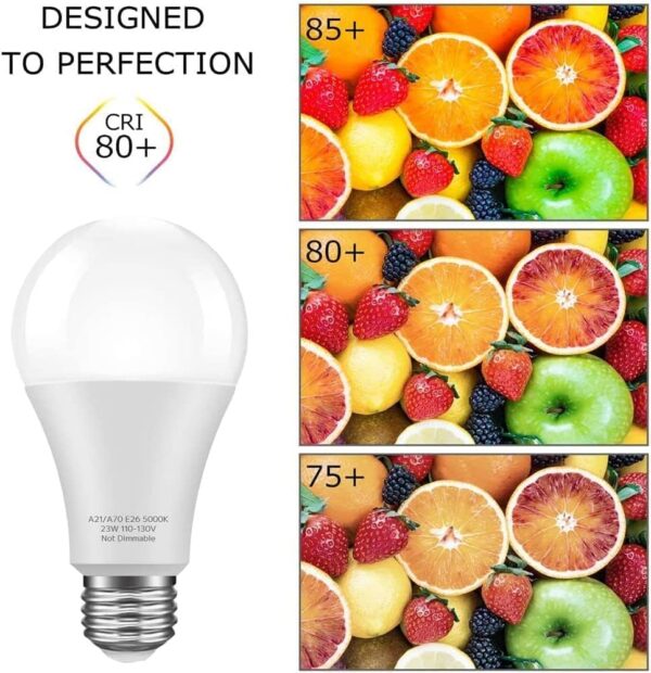 KINDEEP 150-200W Equivalent 23W E26 LED Bulb, A21 LED Super Bright Light Bulb, 2500 Lumens, Daylight White 5000K for Your Home, Office, Store, Garage, Warehouse,24-Pack - Image 2